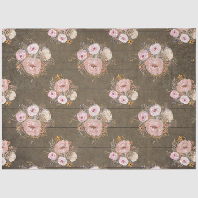 Papier Mousseline Aquarelle florale rustique Script Ephémère Découpa (Recto)