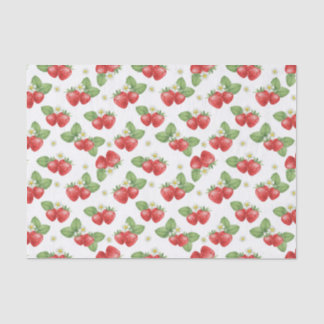 Papier Mousseline Aquarelle Fraise Fruits et Fleurs 