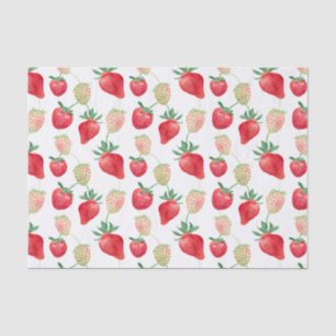 Papier Mousseline Aquarelle Fraises rouge et rose