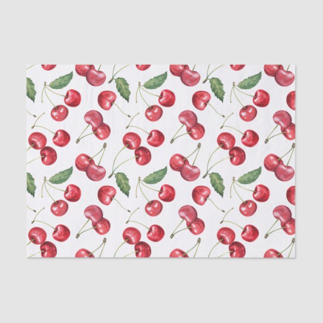 Papier Mousseline Aquarelle Fruit rouge cerise (Recto)