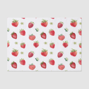 Papier Mousseline Aquarelle Fruits fraises et fleurs fraises