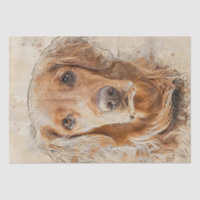 Papier Mousseline Aquarelle Golden Retriever Chien (Recto)