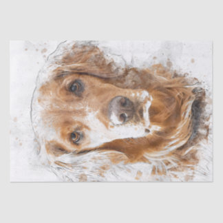 Papier Mousseline Aquarelle Golden Retriever Chien