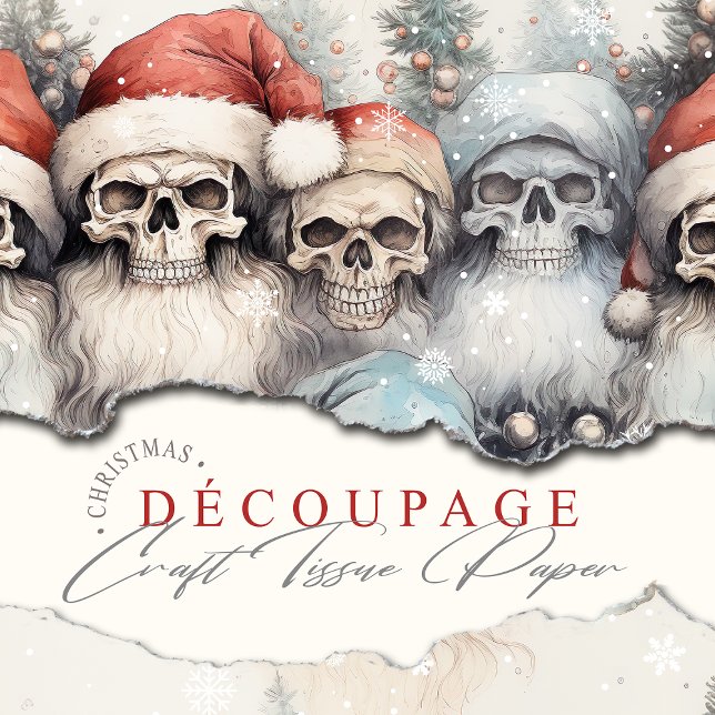 Papier Mousseline Aquarelle gothique Noël Chapeaux rouges Crânes de  (Watercolor Santas give a Gothic Charm to your paper crafts and Decoupage.)