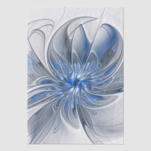 Papier Mousseline Aquarelle gris bleu Abstrait Fractal Art Flower