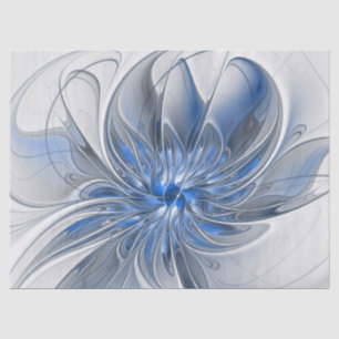 Papier Mousseline Aquarelle gris bleu Abstrait Fractal Art Flower