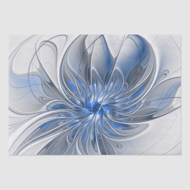 Papier Mousseline Aquarelle gris bleu Abstrait Fractal Art Flower (Recto)