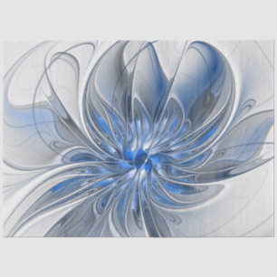 Papier Mousseline Aquarelle gris bleu Abstrait Fractal Art Flower
