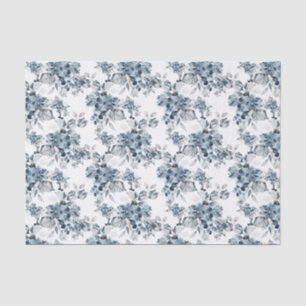 Papier Mousseline Aquarelle Gris et Bleu Floral Modèle vacances