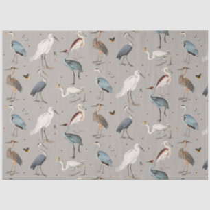 Papier Mousseline Aquarelle Heron Bird Egret Nature Motif