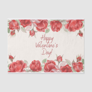 Papier Mousseline Aquarelle Heureuse Sainte-Valentin Roses rouges
