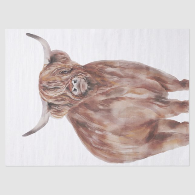 Papier Mousseline Aquarelle Highland Cow (Recto)