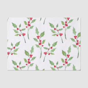 Papier Mousseline Aquarelle Holly Sprigs Motif