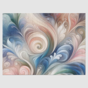 Papier Mousseline Aquarelle Imaginaire Floral Pastel Bleu & Crème
