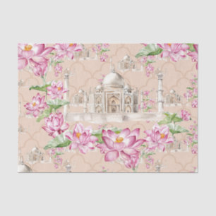 Papier Mousseline Aquarelle indienne Lotus Flower Taj Mahal