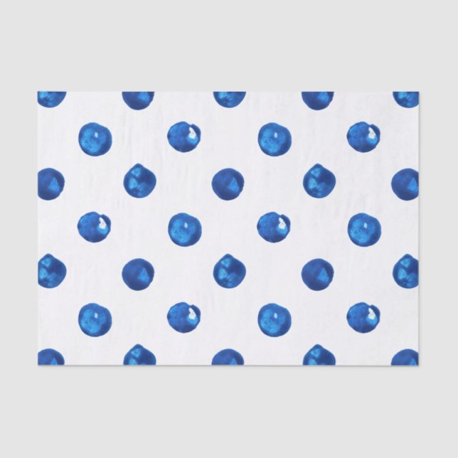 Papier Mousseline Aquarelle indigo bleu pois motif (Recto)