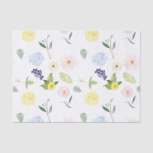 Papier Mousseline Aquarelle jaune rose florale