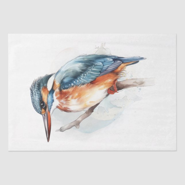Papier Mousseline Aquarelle Kingfisher Bird (Recto)