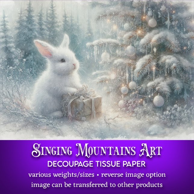 Papier Mousseline Aquarelle Lapin De Neige Dans La Forêt Festive Déc (Créateur téléchargé)