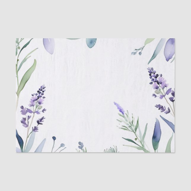 Papier Mousseline Aquarelle Lavande Et Eucalyptus (Recto)