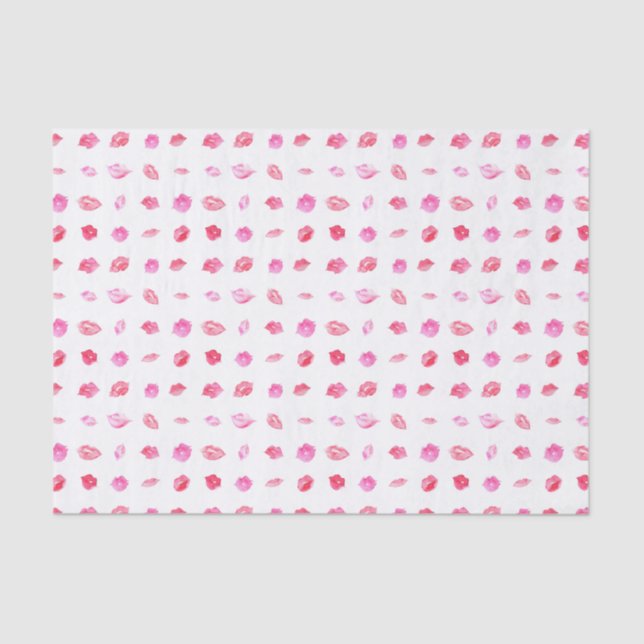 Papier Mousseline Aquarelle Lèvres Roses. Chic motif, Design tendanc (Recto)
