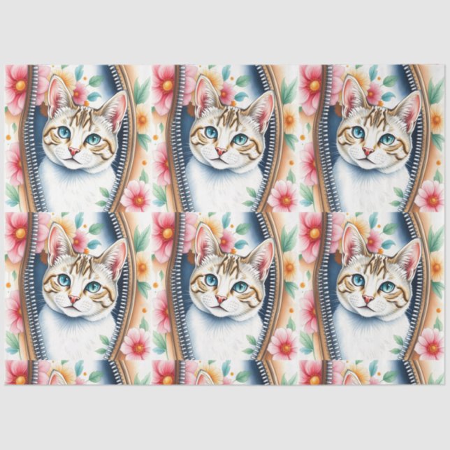 Papier Mousseline Aquarelle mignonne Belle collection de chats tenda (Recto)