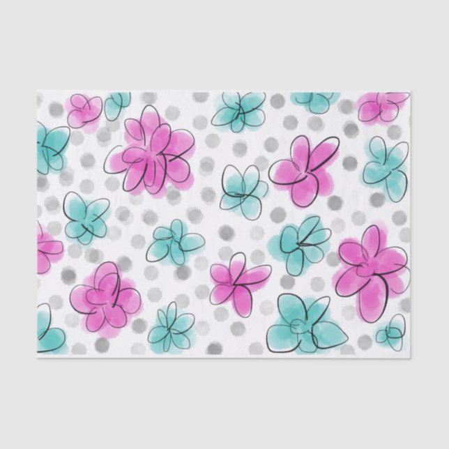 Papier Mousseline Aquarelle mignonne fille motif floral (Recto)