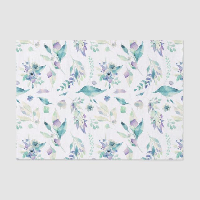 Papier Mousseline Aquarelle moderne de lavande de vert de jade (Recto)