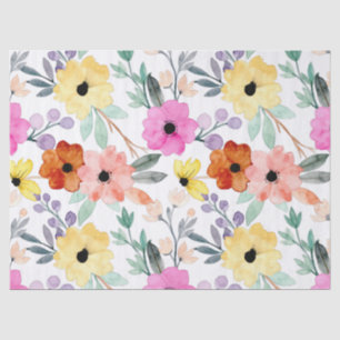 Papier Mousseline Aquarelle moderne Floral Fleurs Botaniques Jeter