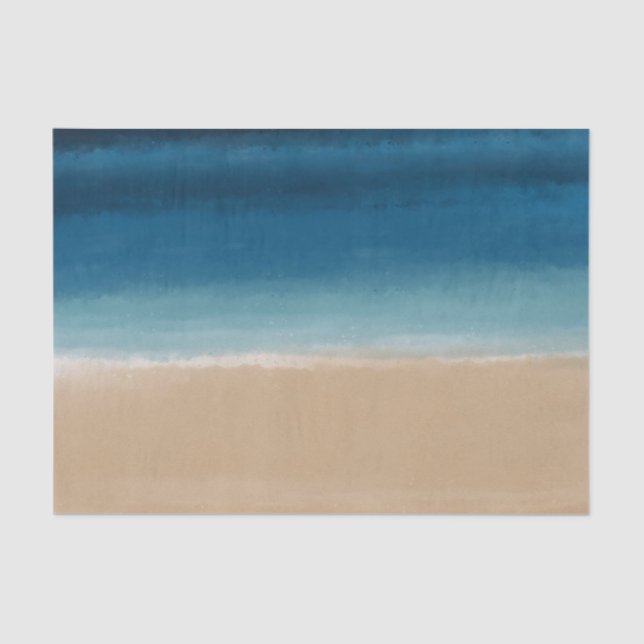 Papier Mousseline Aquarelle moderne Gold Blue Beach (Recto)