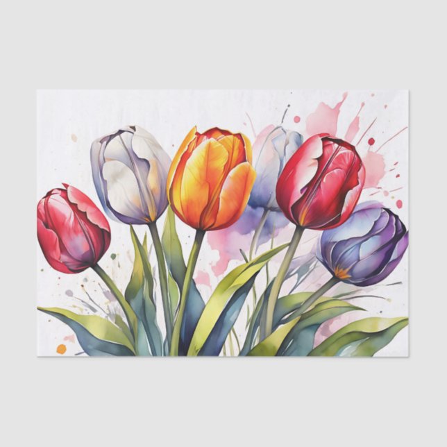 Papier Mousseline Aquarelle moderne Tulip Bold (Recto)