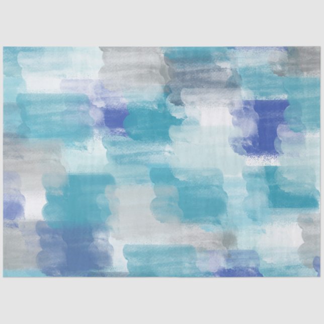 Papier Mousseline Aquarelle moderne turquoise et gris Art Abstrait (Recto)