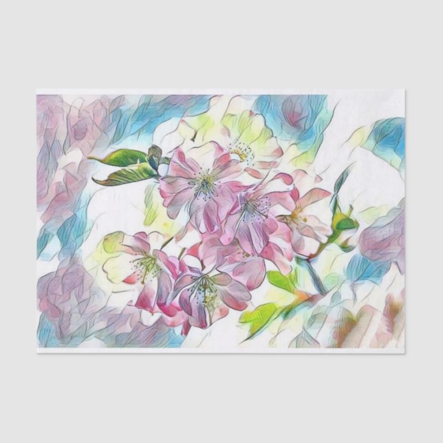 Papier Mousseline Aquarelle Monogram Modern Rose Chercher Blossom (Recto)