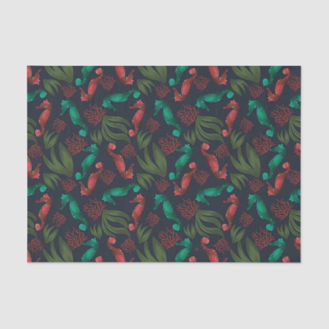 Papier Mousseline Aquarelle Motif bleu marine (Recto)