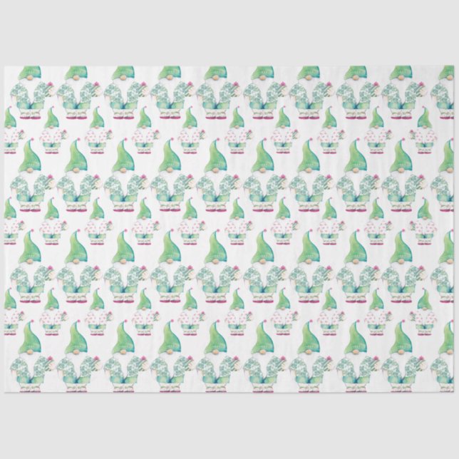 Papier Mousseline Aquarelle Motif Gnome Tropical (Recto)