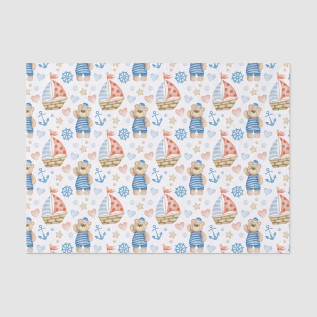 Papier Mousseline Aquarelle Nautique Voilier Voilier Ours (Recto)