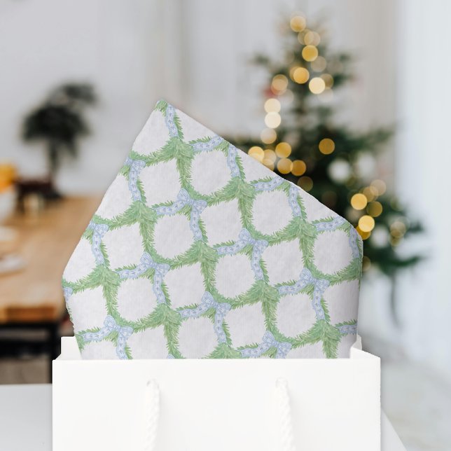 Papier Mousseline Aquarelle Noël Blue Bow Garland (Créateur téléchargé)