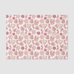 Papier Mousseline Aquarelle Noël Cookies Motif Fête