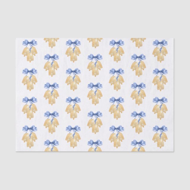 Papier Mousseline Aquarelle Noël ou Mariage cloches et vaches (Recto)