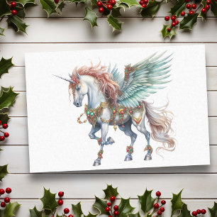Papier Mousseline Aquarelle Noël Unicorne Pegasus
