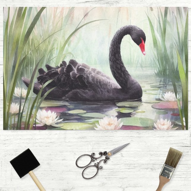 Papier Mousseline Aquarelle noir Swan Découpage (Créateur téléchargé)