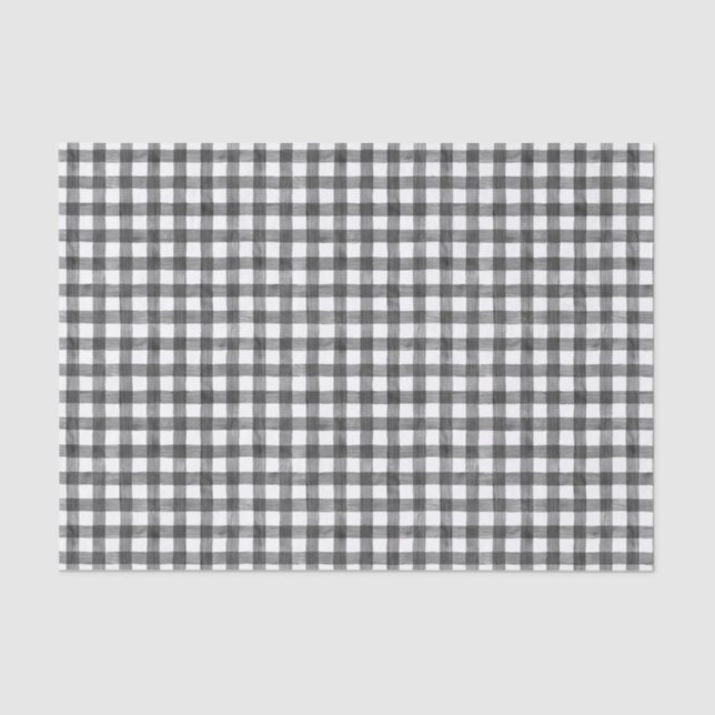 Papier Mousseline Aquarelle noire En vichy papier Tissu (Recto)