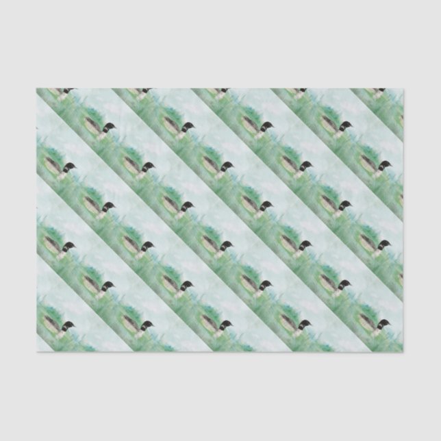 Papier Mousseline Aquarelle Oiseau commun Loon Nature Art (Recto)