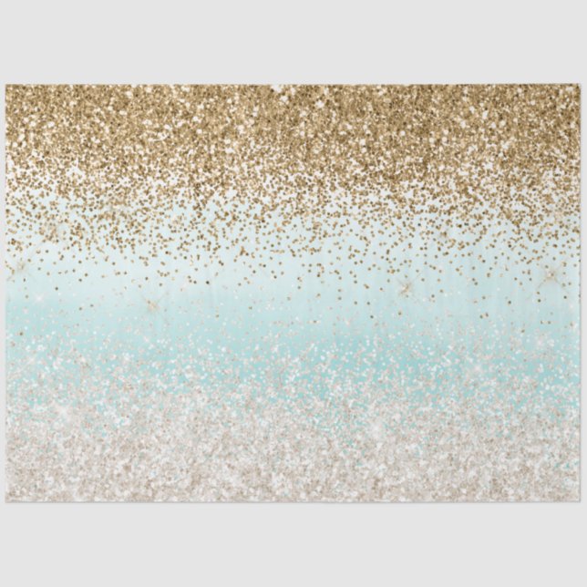 Papier Mousseline Aquarelle Ombre Gold Glitzy Parties scintillant (Recto)