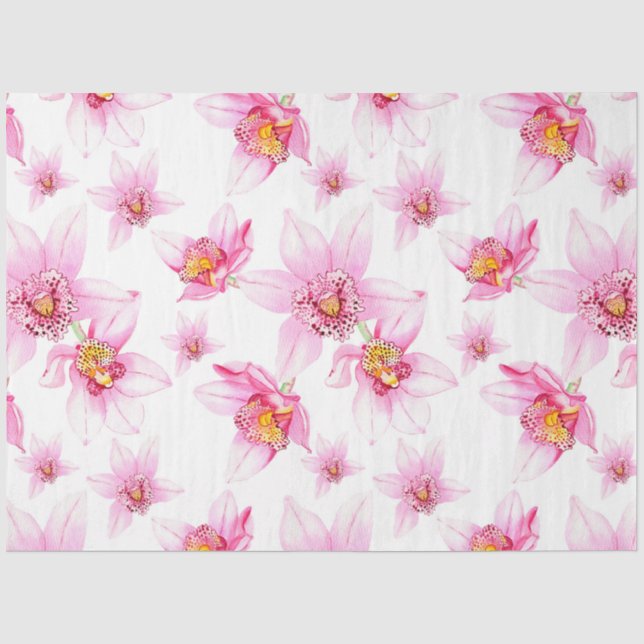 Papier Mousseline Aquarelle Orchidées Design 15 (Recto)
