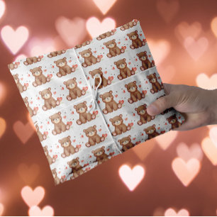 Papier Mousseline Aquarelle Ours Saint Valentin