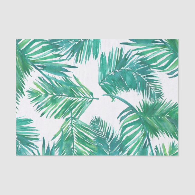 Papier Mousseline aquarelle palme tropicale feuille (Recto)