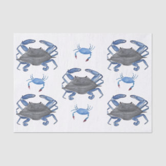 Papier Mousseline Aquarelle Papier Tissu Crabes Bleus