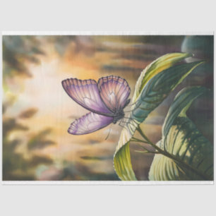 Papier Mousseline Aquarelle Papillon pourpre sur une feuille de déco