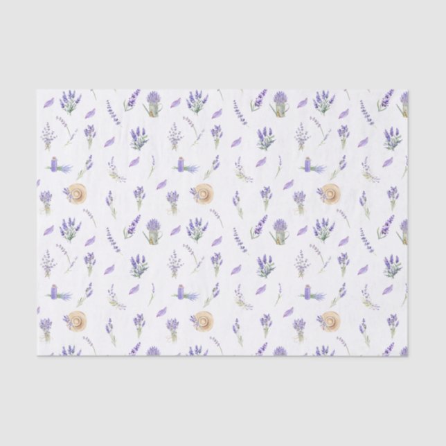 Papier Mousseline Aquarelle Pastel Lavender Fleurs (Recto)